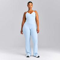SoftMotion™ Adjustable V Neck Mid Tank Top with Built in Bra Shelf New Branding | Mist Blue