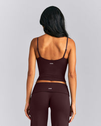SoftMotion™ Adjustable V Neck Mid Tank Top with Built in Bra Shelf New Branding | Plum Brown
