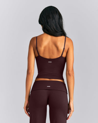 SoftMotion™ Adjustable V Neck Mid Tank Top with Built in Bra Shelf New Branding | Plum Brown