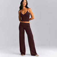 SoftMotion™ Adjustable V Neck Mid Tank Top with Built in Bra Shelf New Branding | Plum Brown
