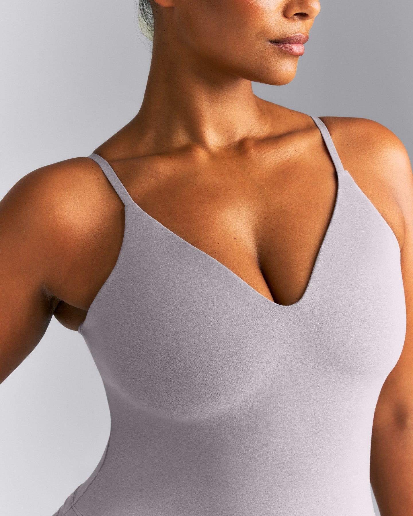 SoftMotion™ Adjustable V Neck Mid Tank Top with Built in Bra Shelf New Branding | Zinc Gray