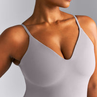 SoftMotion™ Adjustable V Neck Mid Tank Top with Built in Bra Shelf New Branding | Zinc Gray