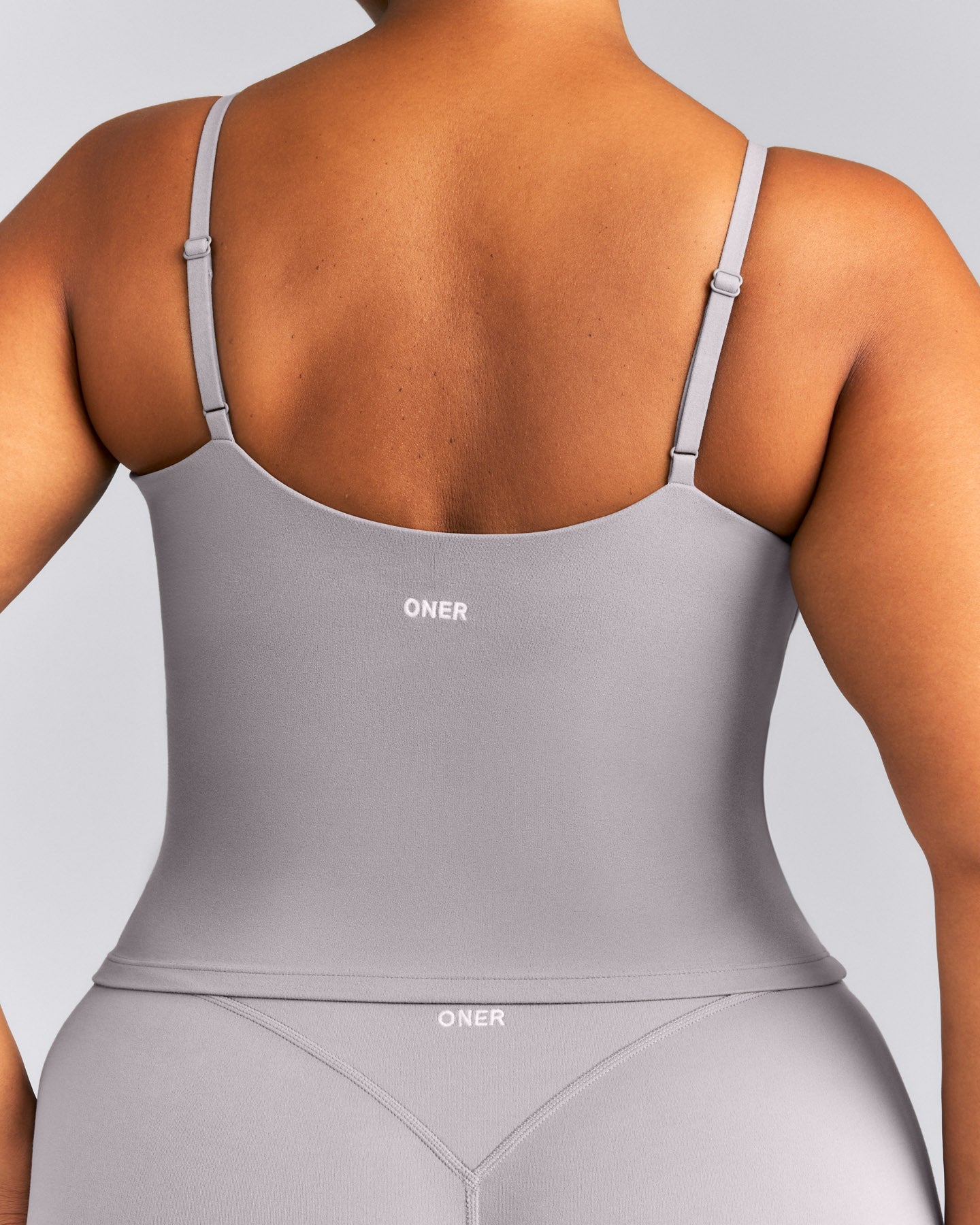 SoftMotion™ Adjustable V Neck Mid Tank Top with Built in Bra Shelf New Branding | Zinc Gray