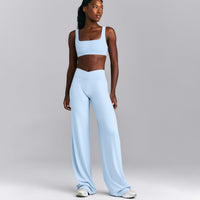 SoftMotion™ Wrap Straight Leg Bottoms New Branding | Mist Blue