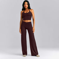 SoftMotion™ Wrap Straight Leg Bottoms New Branding | Plum Brown