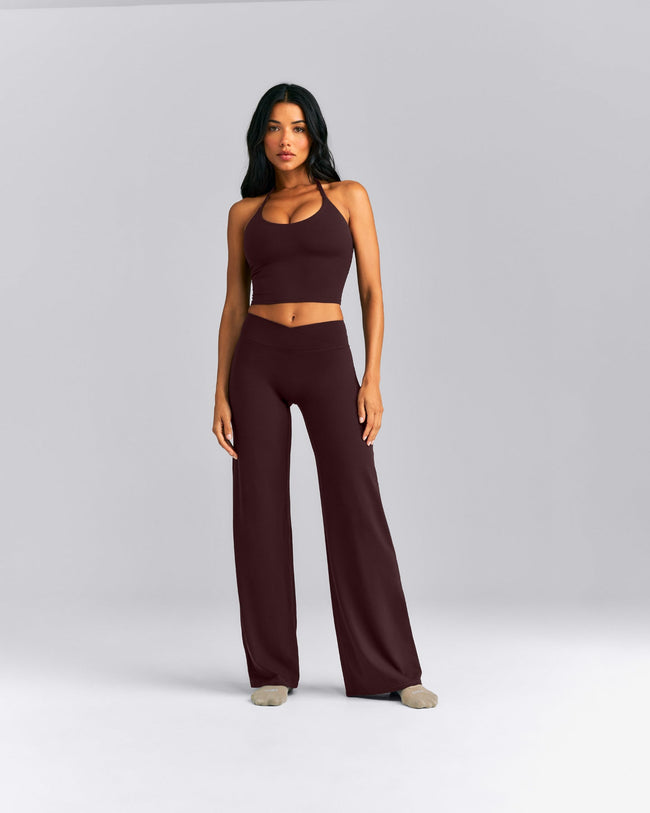 SoftMotion™ Wrap Straight Leg Bottoms New Branding | Plum Brown