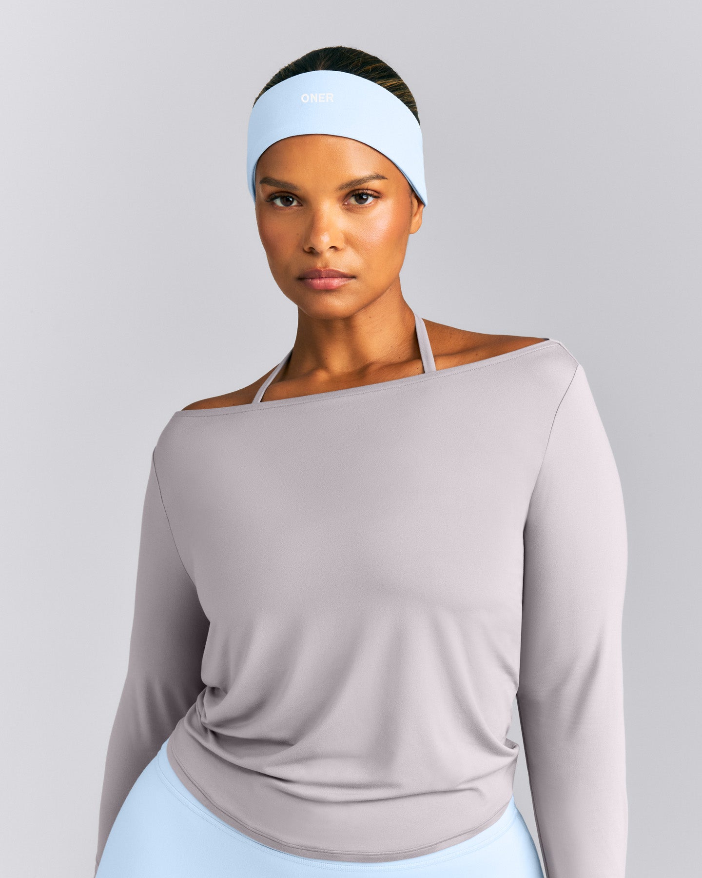 SoftMotion™ Headband with White Logo | Mist Blue