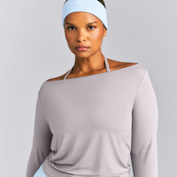 SoftMotion™ Headband with White Logo | Mist Blue