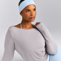 SoftMotion™ Headband with White Logo | Mist Blue