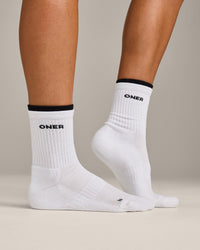 Double Layer Crew Socks 2 Pack | White