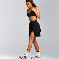 EasyLift™ Cross Back Sports Bra with Grey Logo | Black