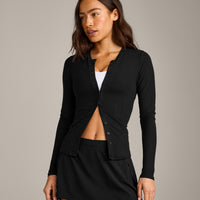 Mellow™ Rib Long Sleeve Cardigan | Black