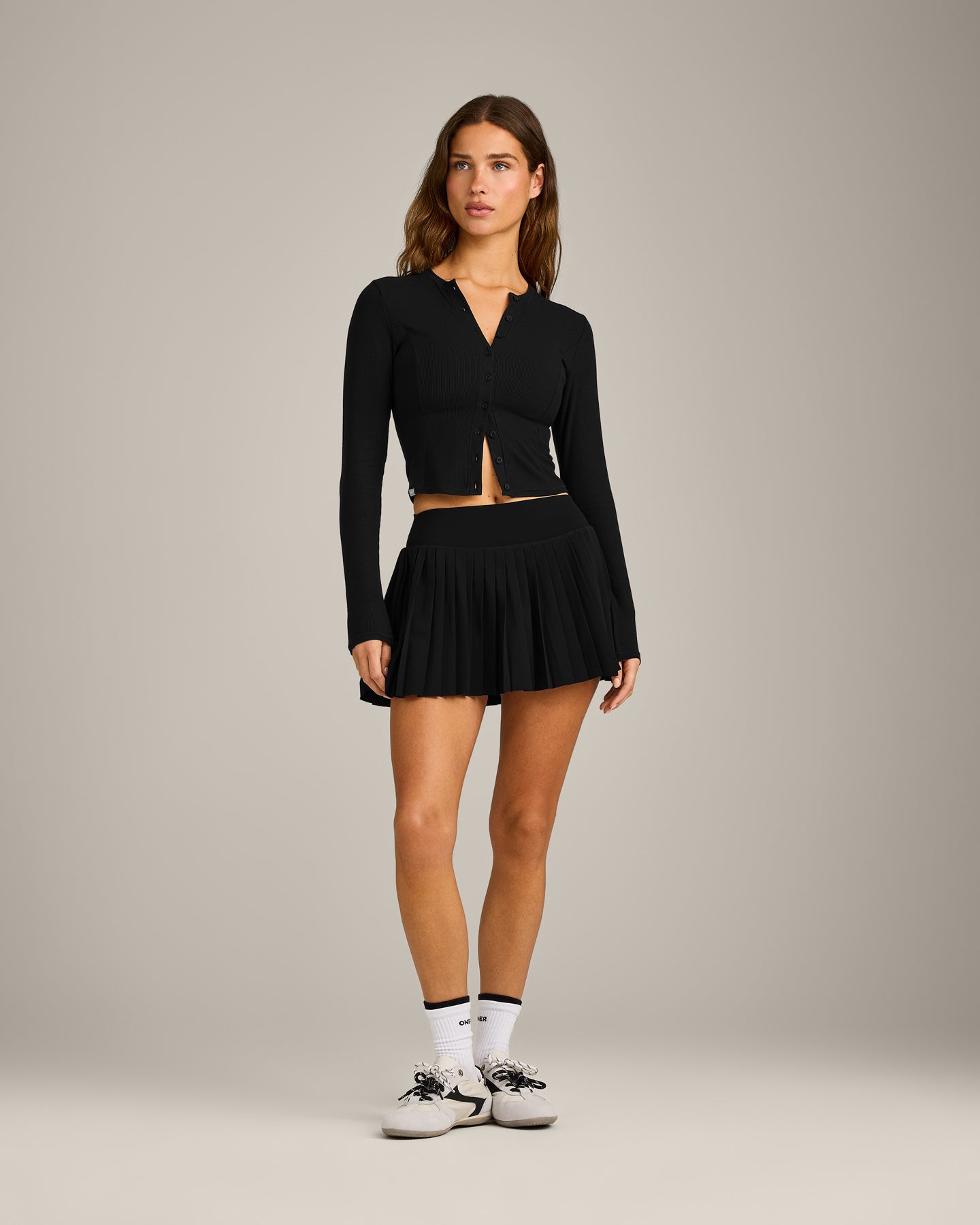 Mellow™ Rib Mid Long Sleeve Cardigan | Black