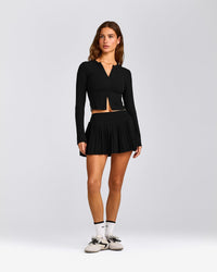 Mellow™ Rib Mid Long Sleeve Cardigan | Black