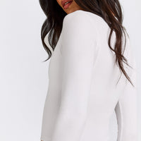 Mellow™ Rib Mid Long Sleeve Cardigan | White