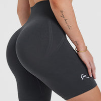 EffortlessLift™ Seamless Cycling Shorts with White Logo | Coal