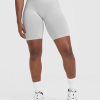EffortlessLift™ Seamless Cycling Shorts with White Logo | Grey Marl
