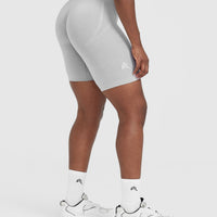 EffortlessLift™ Seamless Cycling Shorts with White Logo | Grey Marl