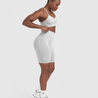 EffortlessLift™ Seamless Cycling Shorts with White Logo | Grey Marl