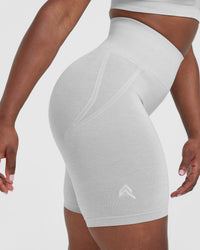 EffortlessLift™ Seamless Cycling Shorts with White Logo | Grey Marl