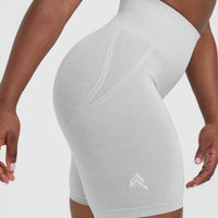 EffortlessLift™ Seamless Cycling Shorts with White Logo | Grey Marl