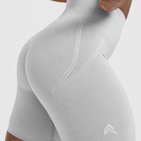 EffortlessLift™ Seamless Cycling Shorts with White Logo | Grey Marl