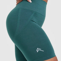 EffortlessLift™ Seamless Cycling Shorts with White Logo | Marine Teal