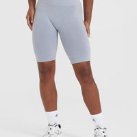 EffortlessLift™ Seamless Cycling Shorts with White Logo | Metal Grey