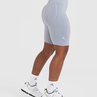 EffortlessLift™ Seamless Cycling Shorts with White Logo | Metal Grey