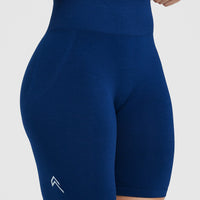 EffortlessLift™ Seamless Cycling Shorts with White Logo | Midnight