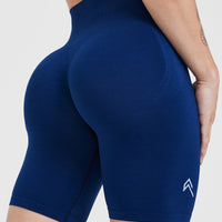 EffortlessLift™ Seamless Cycling Shorts with White Logo | Midnight
