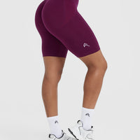 EffortlessLift™ Seamless Cycling Shorts with White Logo | Ripe Fig