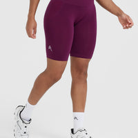 EffortlessLift™ Seamless Cycling Shorts with White Logo | Ripe Fig