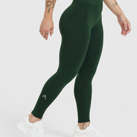 EffortlessLift™ Seamless Leggings with White Logo | Evergreen