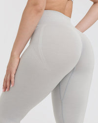 EffortlessLift™ Seamless Leggings with White Logo | Light Grey Marl