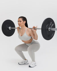 EffortlessLift™ Seamless Leggings with White Logo | Light Grey Marl