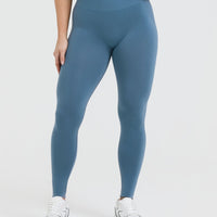 EffortlessLift™ Seamless Leggings with White Logo | Moonstone Blue