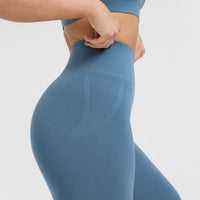 EffortlessLift™ Seamless Leggings with White Logo | Moonstone Blue