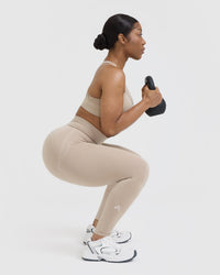EffortlessLift™ Seamless Leggings with White Logo | Mushroom Brown