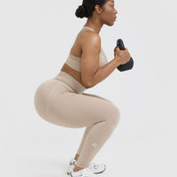 EffortlessLift™ Seamless Leggings with White Logo | Mushroom Brown