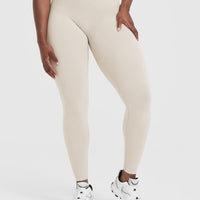 EffortlessLift™ Seamless Leggings with White Logo | Sand