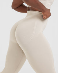 EffortlessLift™ Seamless Leggings with White Logo | Sand