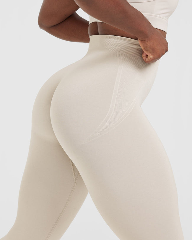 EffortlessLift™ Seamless Leggings with White Logo | Sand