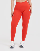 Effortless Seamless Leggings with White Logo | Charged Orange
