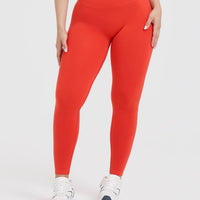 EffortlessLift™ Seamless Leggings with White Logo | Charged Orange