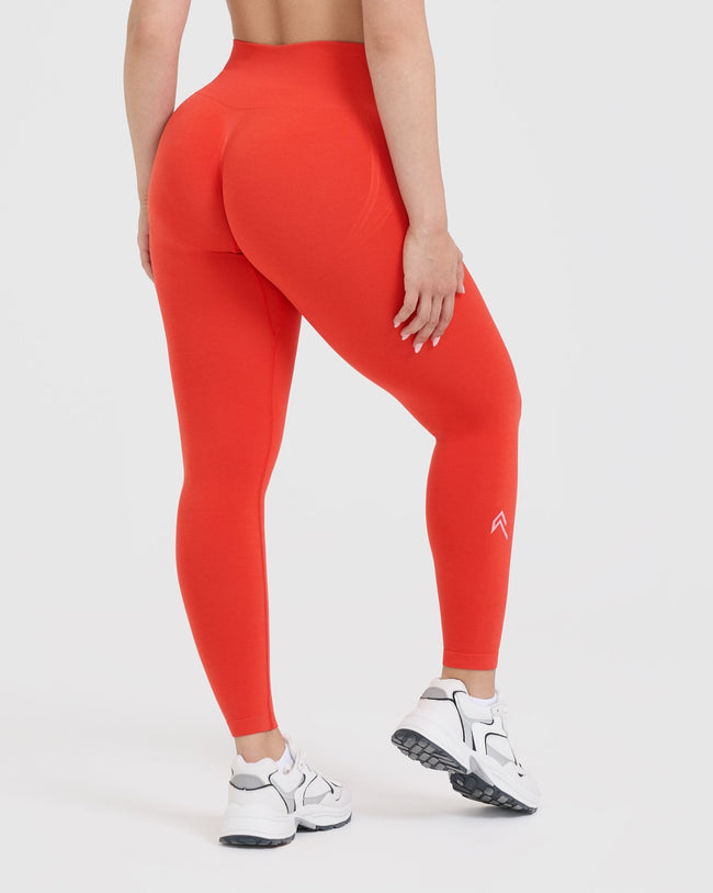 EffortlessLift™ Seamless Leggings with White Logo | Charged Orange