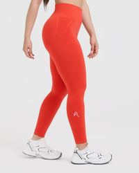 EffortlessLift™ Seamless Leggings with White Logo | Charged Orange