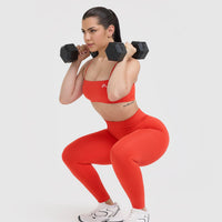EffortlessLift™ Seamless Leggings with White Logo | Charged Orange