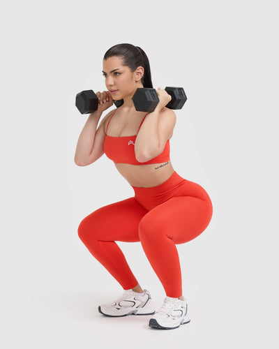 EffortlessLift™ Seamless Leggings with White Logo | Charged Orange