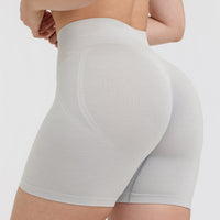 EffortlessLift™ Seamless Shorts with White Logo | Light Grey Marl